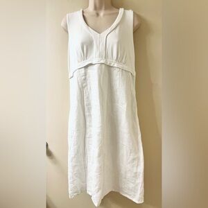 Boden Cotton & Linen White sleeveless Dress Quiet Luxury Summer Coastal Size 10